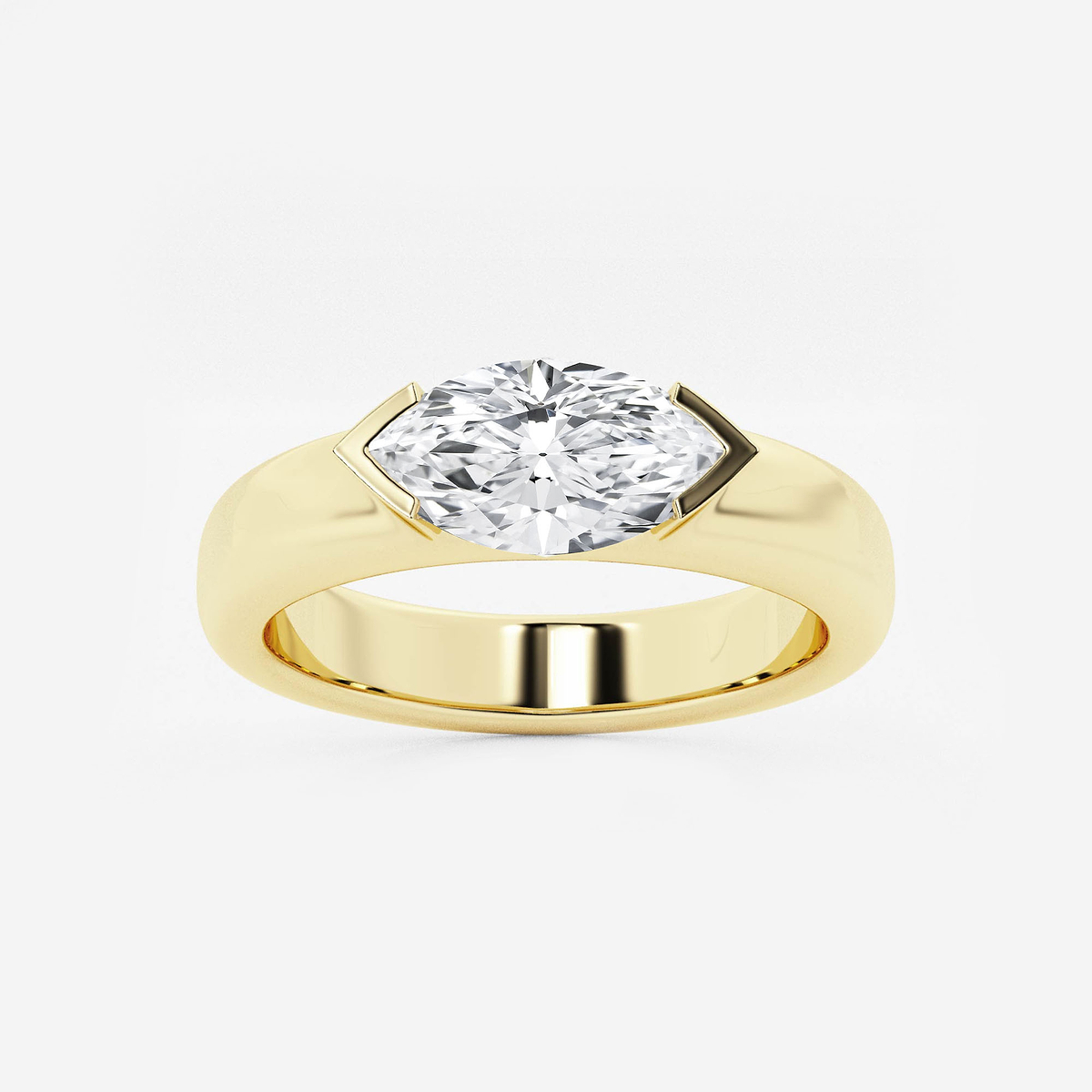 näas 1 ctw Marquise Lab Grown Diamond Half Bezel Stackable Ring